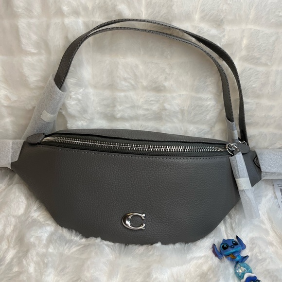 Coach Handbags - NWT Coach CP402 Unisex Charter 7 C
Pebbled Leather Belt Bag Charcoal 🩶